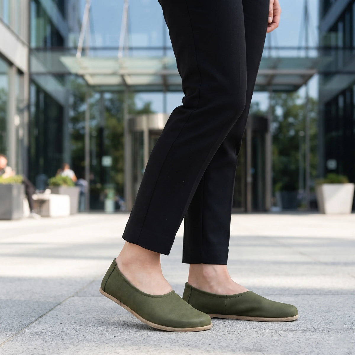 Nubuck Barefoot Ballet Shoes – Classic Sole — Leather Sole – Green