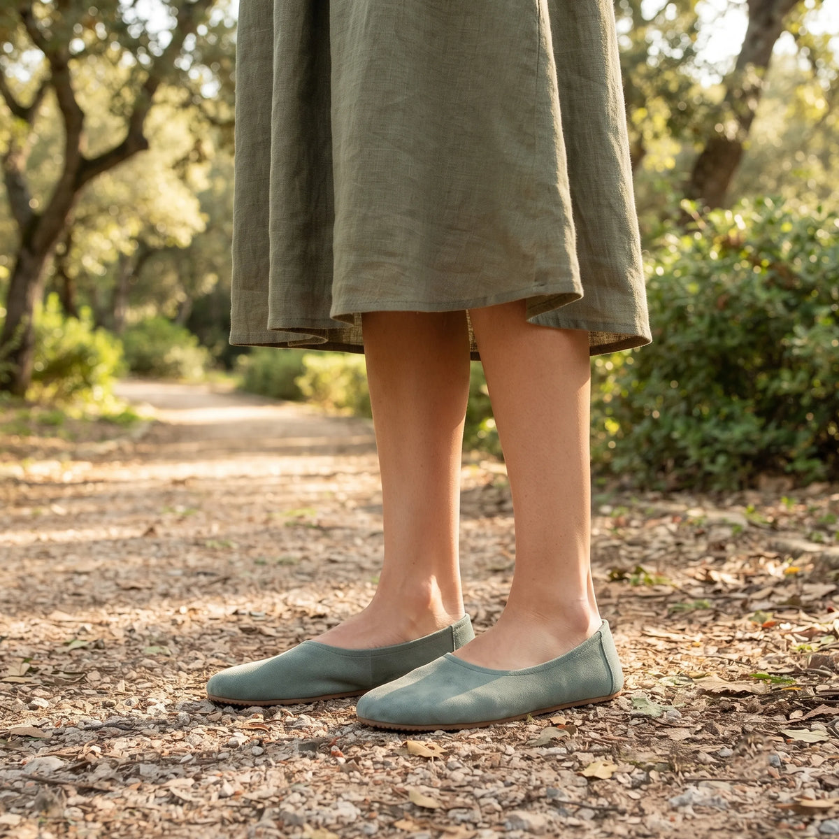 Suede Barefoot Ballet Shoes – Rubber Sole – Sea Blue