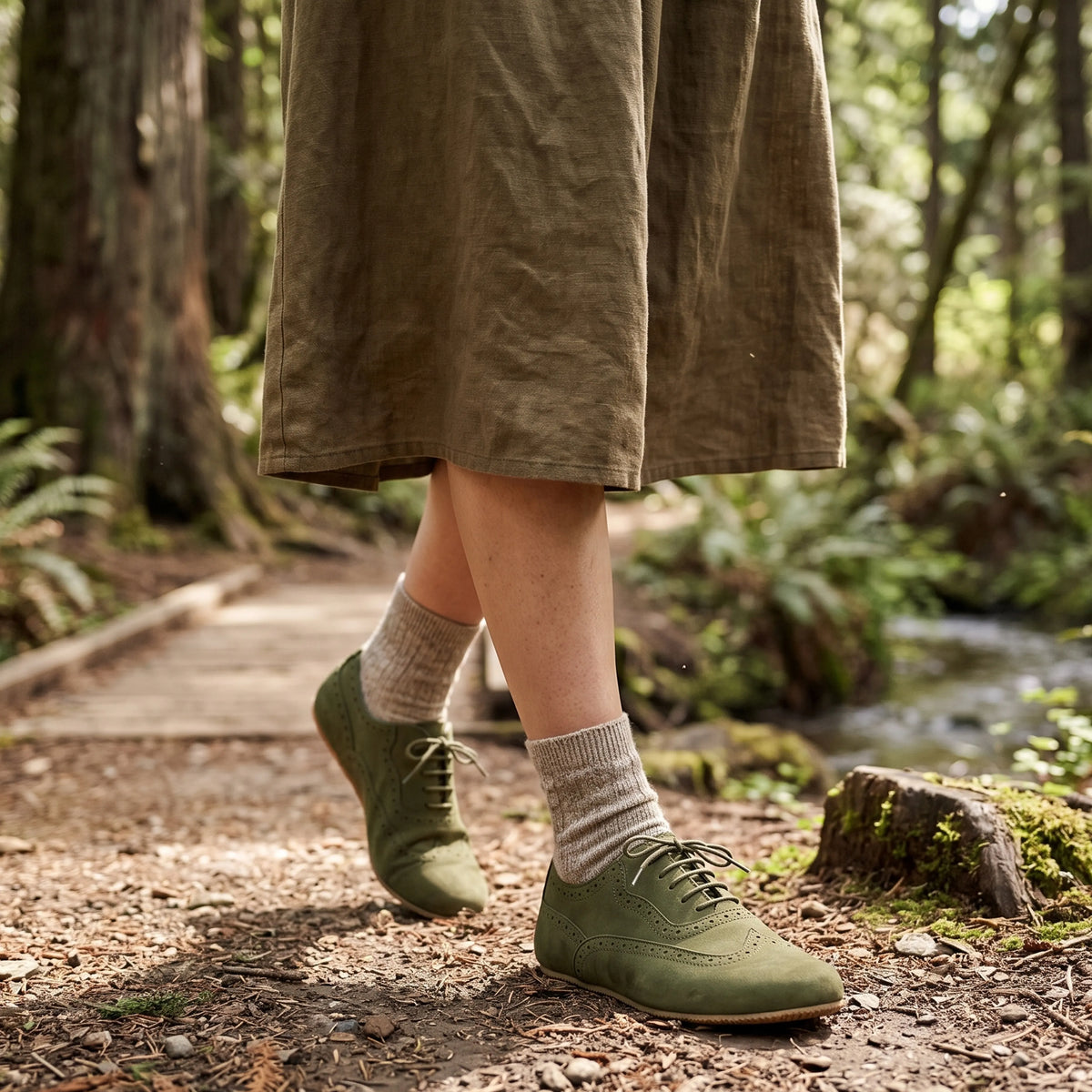 Nubuck Barefoot Moccasin Shoes – Rubber Sole – Green