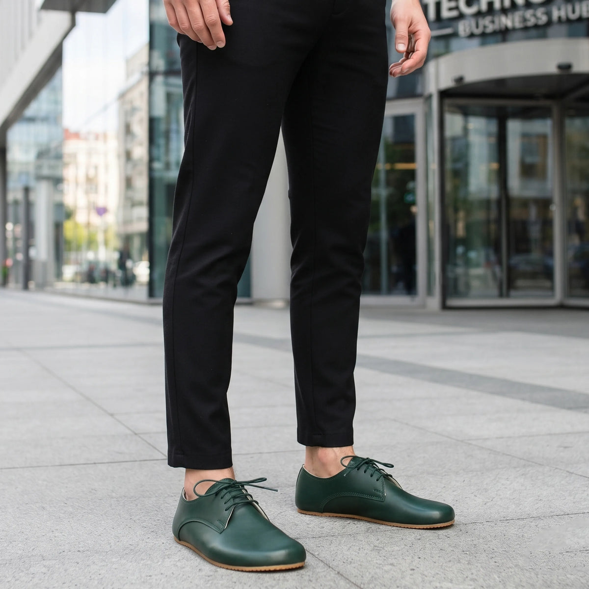 Smooth Barefoot Oxford Shoes – Rubber Sole – Green