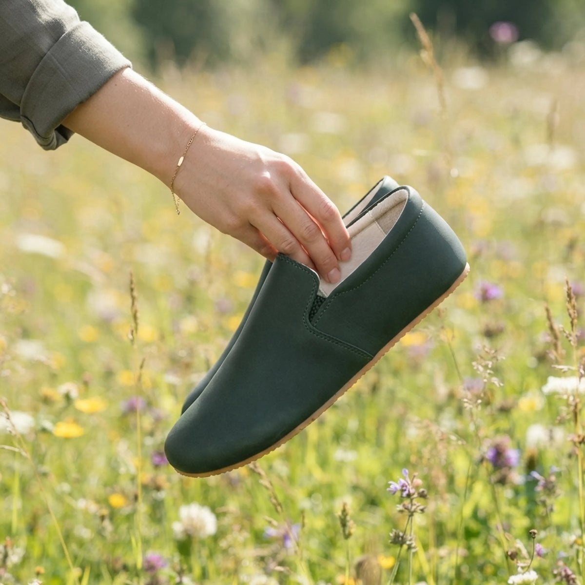 Smooth Barefoot Slip-On Shoes – Rubber Sole – Green