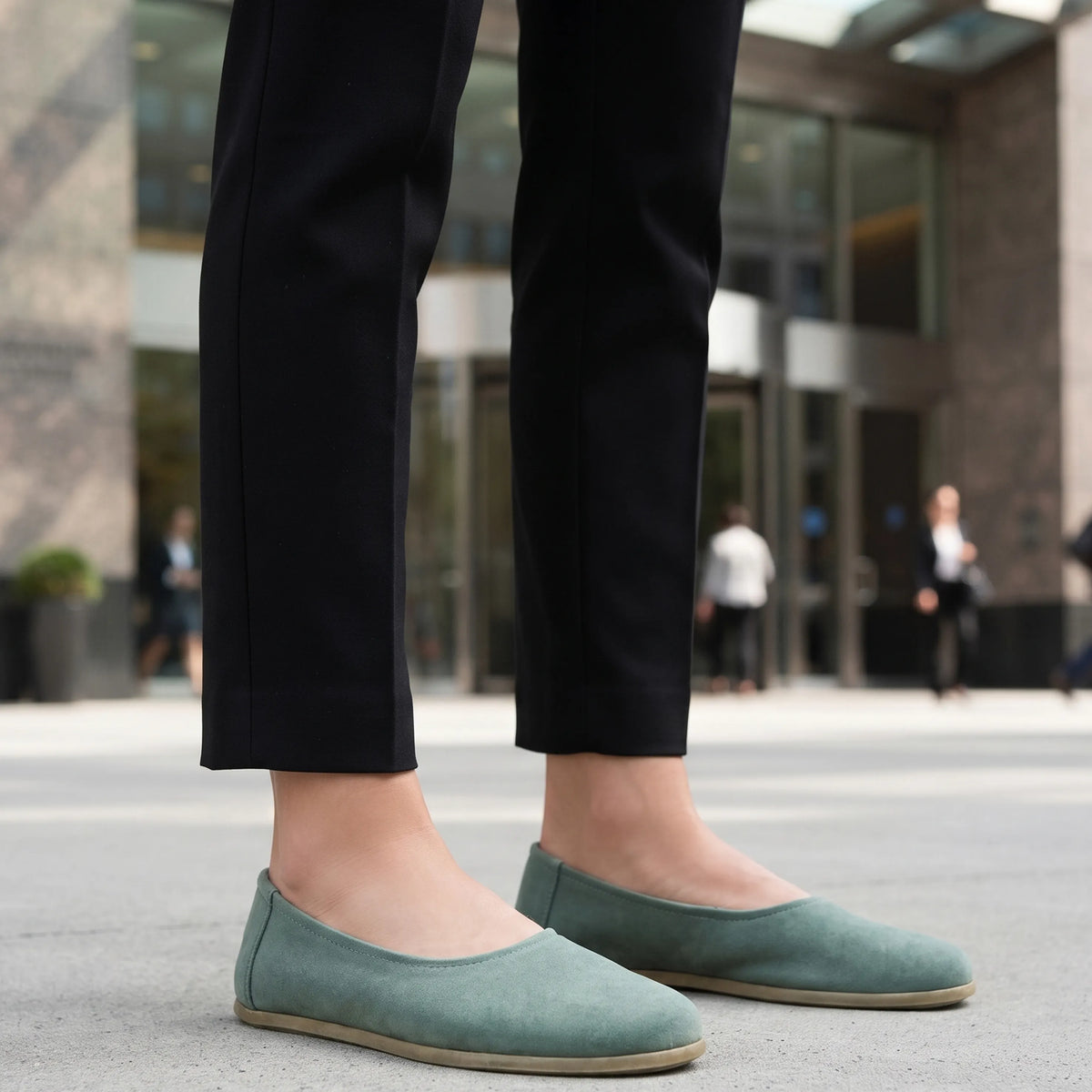 Suede Barefoot Ballet Shoes – Classic Sole — Leather Sole – Sea Blue