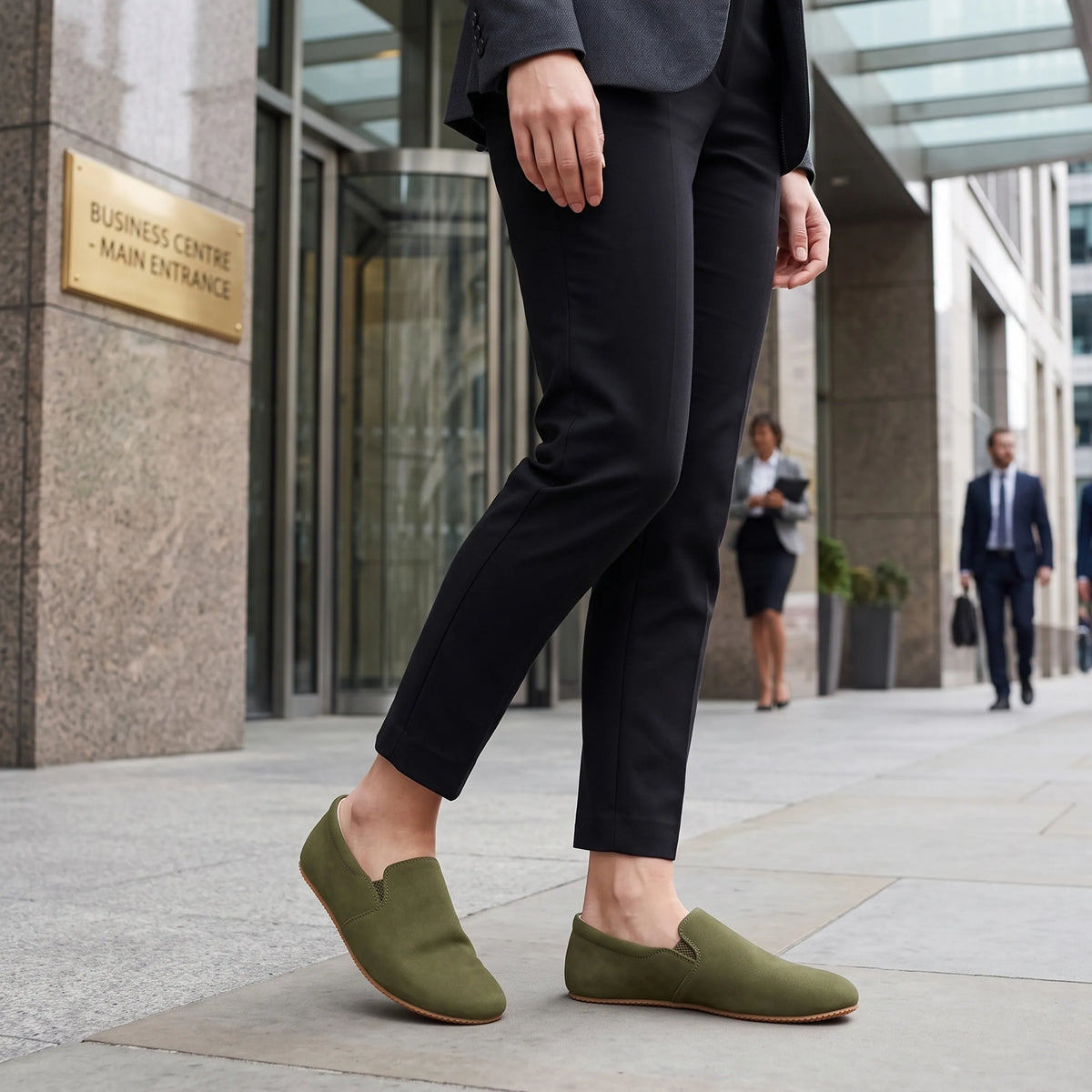 Nubuck Barefoot Slip-On Shoes – Rubber Sole – Green