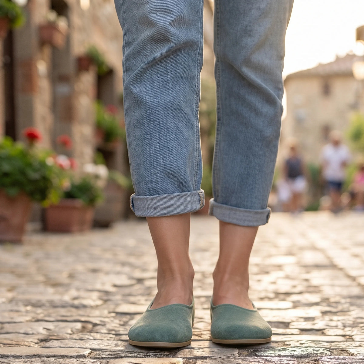 Suede Barefoot Ballet Shoes – Classic Sole — Leather Sole – Sea Blue