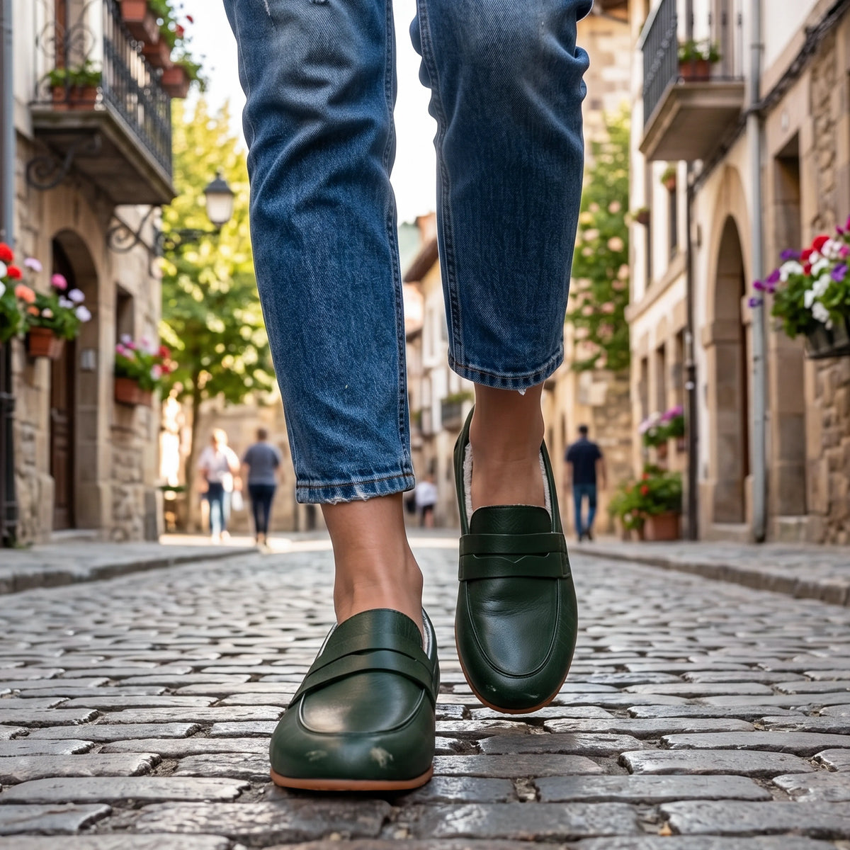 Smooth Barefoot Penny Loafer Shoes – Rubber Sole – Green