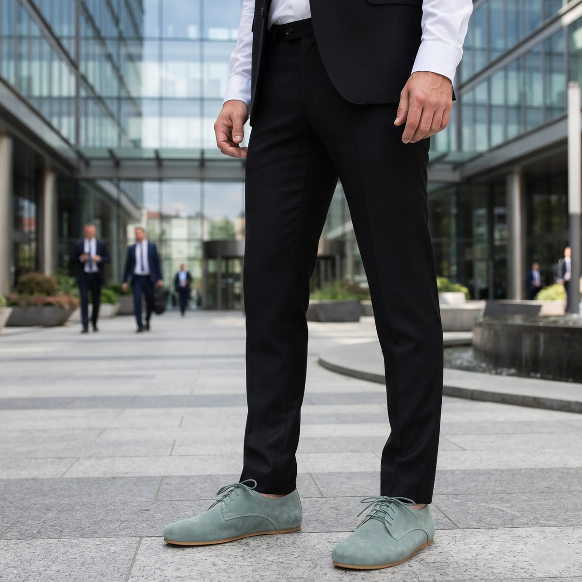 Suede Barefoot Oxford Shoes – Rubber Sole – Sea Blue