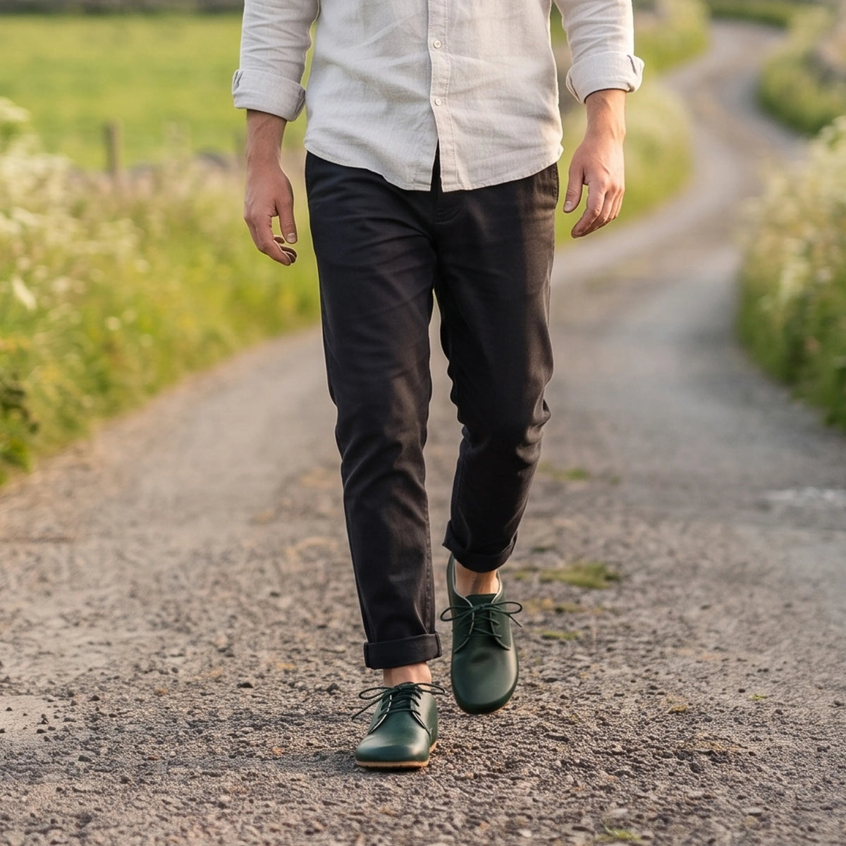 Smooth Barefoot Oxford Shoes – Rubber Sole – Green