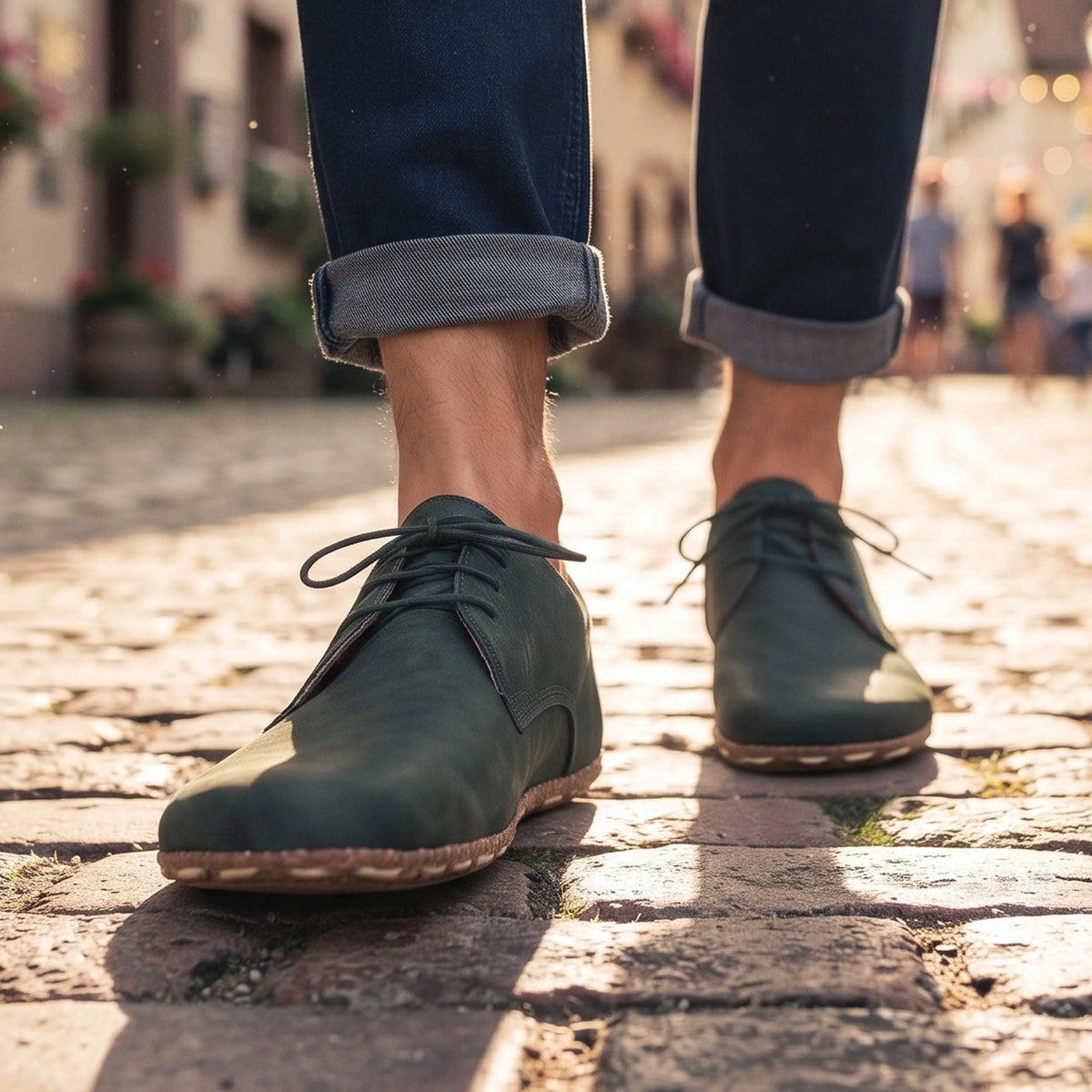 Smooth Barefoot Oxford Shoes — Leather Sole – Green