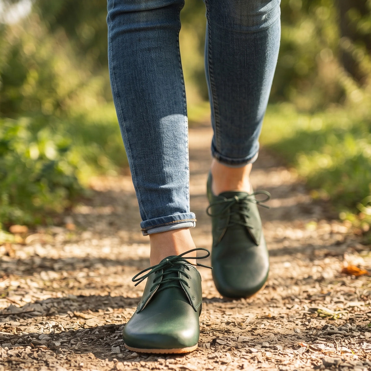 Smooth Barefoot Oxford Shoes – Rubber Sole – Green