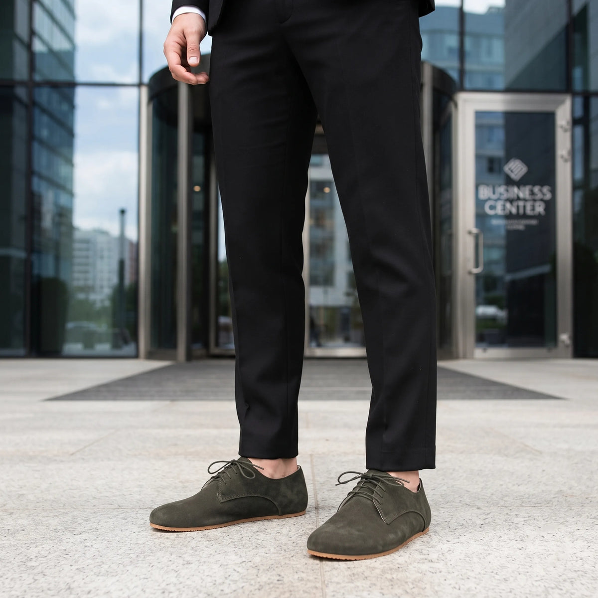 Suede Barefoot Oxford Shoes – Rubber Sole – Green