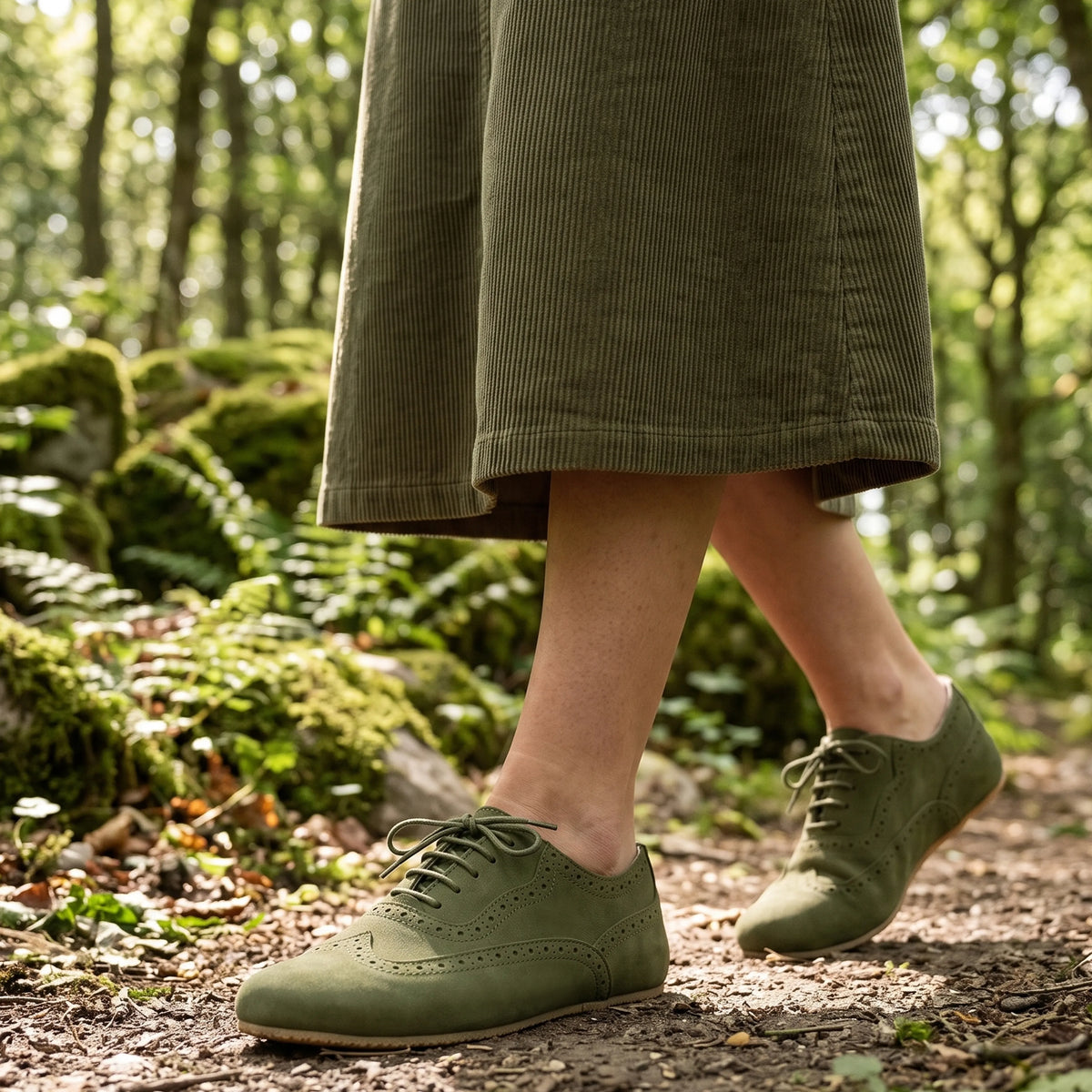 Nubuck Barefoot Moccasin Shoes – Rubber Sole – Green